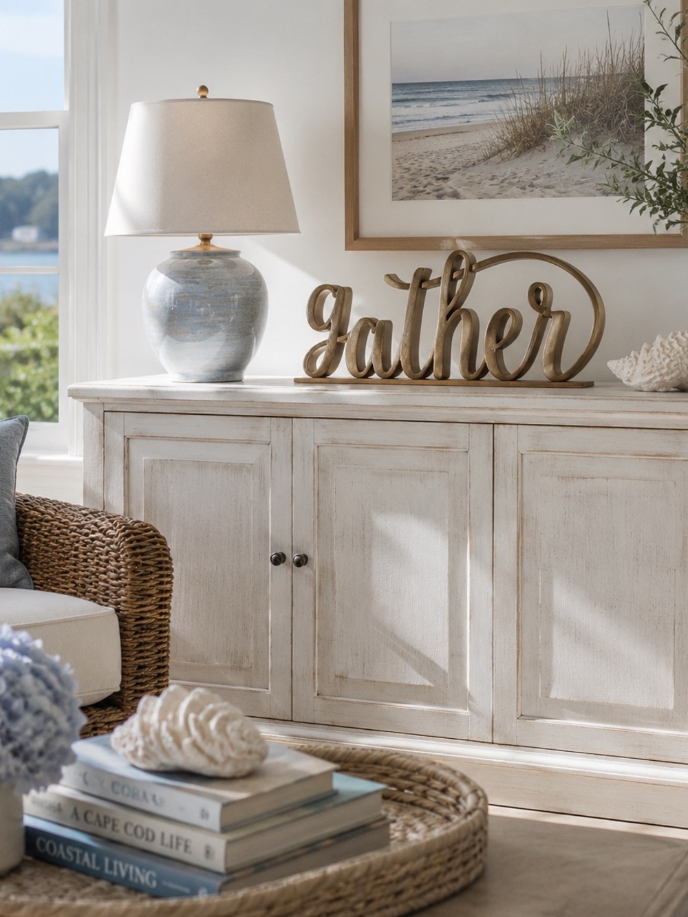 Gold 'GATHER' Script Word Decor